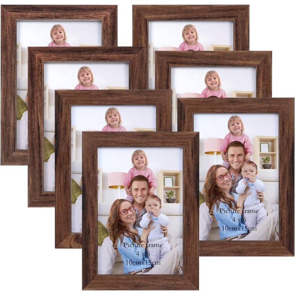 Rustic 4x6 Picture Frame Set of 7 Brown Walnut Photo Frames